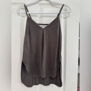 Dark Gray Spaghetti Strap Suede Tank Top